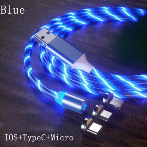 1M magnetladdare strömmande kabel LED-ljus Micro USB Typ C Laddningskabel för iPhone Samsun IOS Type-c Micro