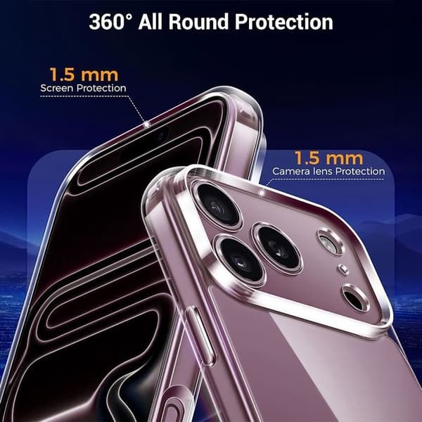 iPhone 18 Pro-fodral, Transparent Silikon Stötsäker Repfria - 2 Härdat Glas Transparent