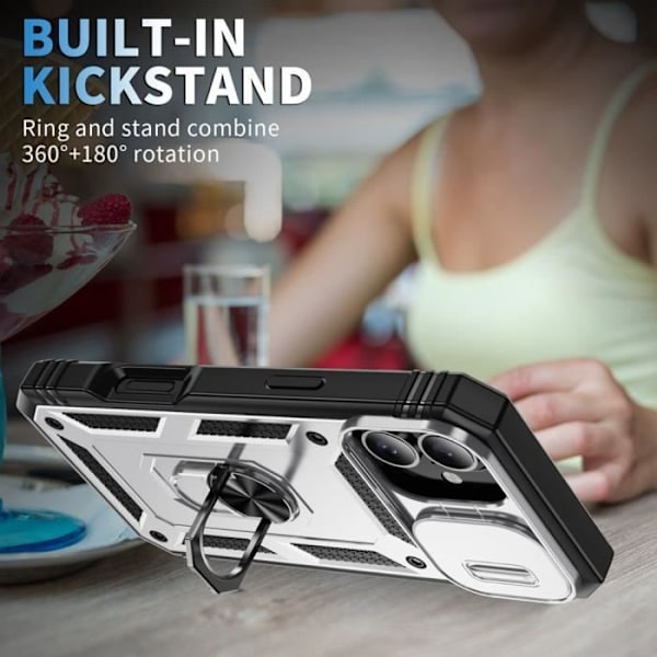 Skyddsskal - BOOLING - iPhone 16 Plus - Silver - Stötabsorberande - Rotationsstöd Silver