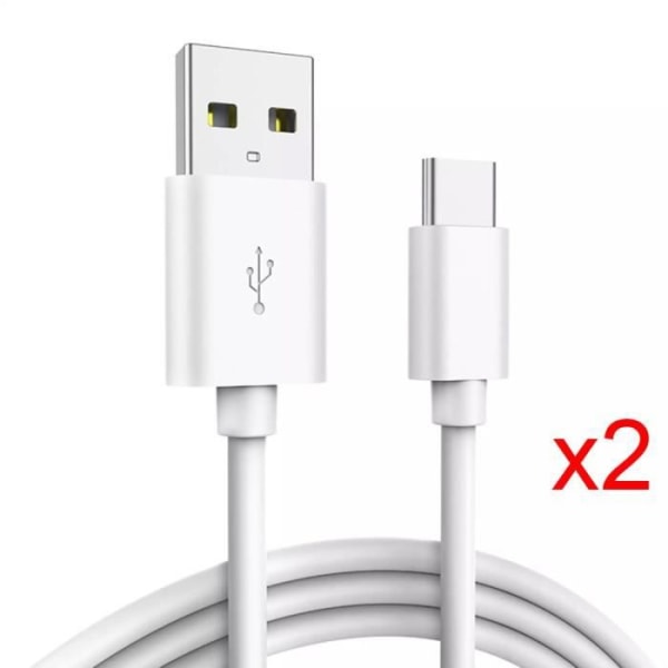 [2-pack] USB-C-kabel för OPPO Reno 6, Reno 6 Pro, Find X5 Lite, Find X5 Pro, Find X5 - 1 meter - Vit