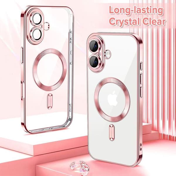 Skyddshölje - BOOLING - iPhone 17 - Transparent - Magnetring - Stötsäker Rosa