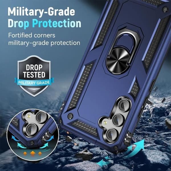 Coque - Booling - för Samsung Galaxy S24 Plus - Förstärkt - Stöd 360° - 2 Härdade Glas marinblå