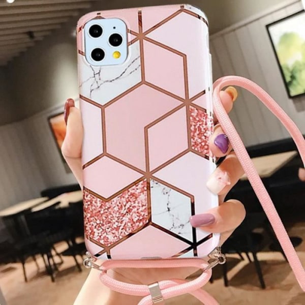 Beskyttelsescover til iPhone 11 Pro - PROSHOP - Marmormønster - Pink - Blødt - Blank Rosa