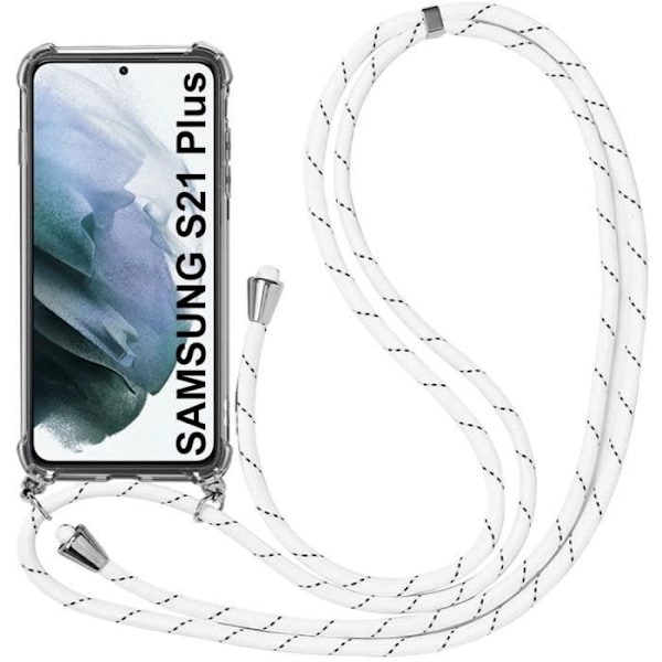 Coque - Samsung - S21 Plus - Mjuk - Transparent - Repellerande med Vit Snöre Transparent-Vit