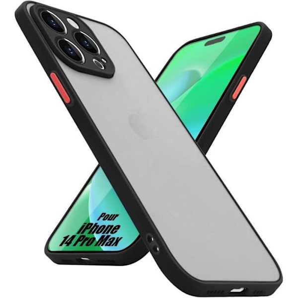 iPhone 14 Pro Max Thin PC Silikon hårt stötsäkert fodral - Svart Svart