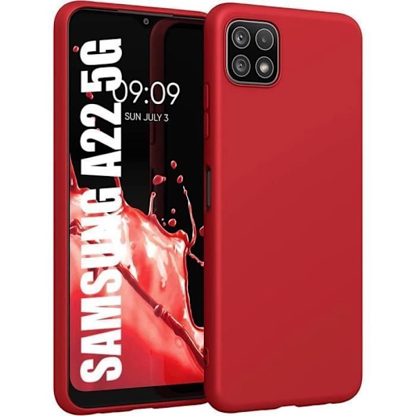 Rött skyddsfodral för Samsung Galaxy A22 5G - BOOLING - Mjukt - Matt - Silikon Röd