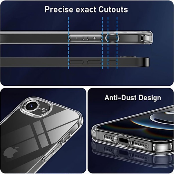 Skal för iPhone 16e, Flexibel Silikon Skydd Stöttålig Repfria Transparent Transparent