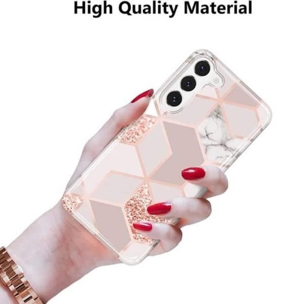 Fodral för Samsung Galaxy A35 5G + 2 härdade glasögon, skydd Rosa marmormönster silikon Rosa