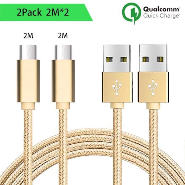 Micro USB-kabel - Icke specificerad - 2M - Guldnylon - Kompatibel med Android - Micro USB-kontakt