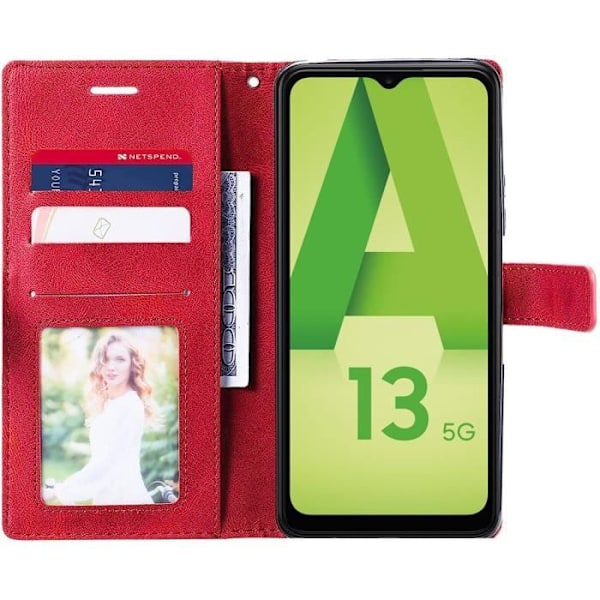 Coque - Samsung - Galaxy A13/A04s - PU-läder - TPU - Kortficka Röd