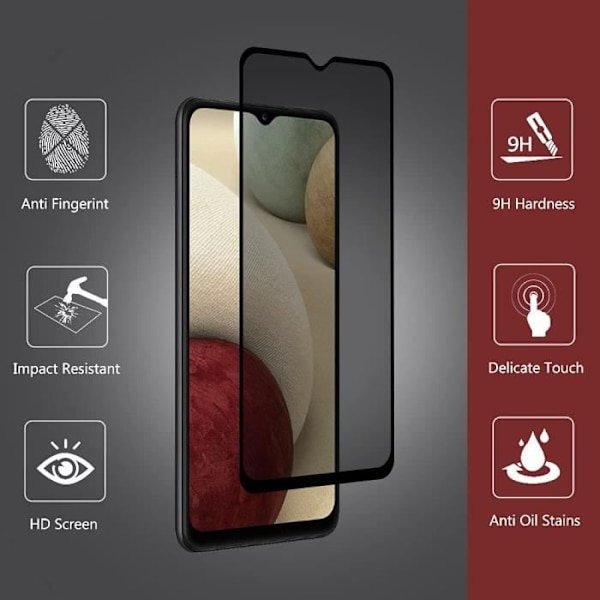 Antispion skyddsfilm i härdat glas för Samsung Galaxy A12 - BOOLING - Set om 3 Svart