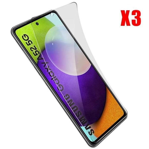 Film för Samsung A52 5G (6,5") Förpackning med 3 högresistansfilmer Transparent