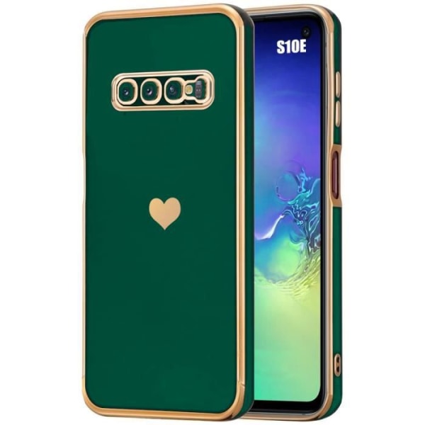 Etui til Samsung Galaxy S10e Heart Pattern TPU Stødsikker Blød anti-ridse midnatsgrøn