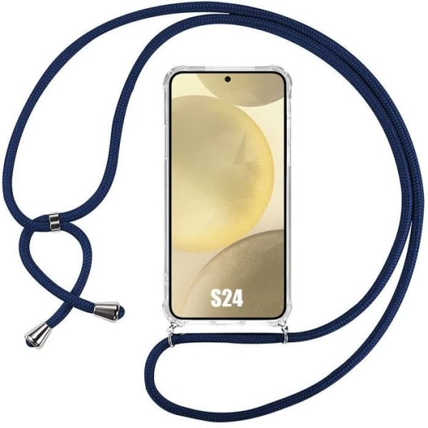 Sladdfodral till Samsung Galaxy S24, Stötsäkert mjukt förstärkt hörn med marinblå sladd
