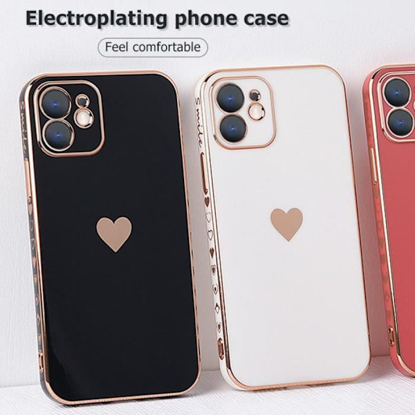 Coque Cordon de Serrage - Vit - iPhone 12 Pro - Stötsäker - Hjärtmönster - Mjuk Vit