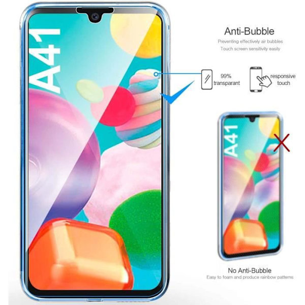 360-graders genomskinligt silikonfodral för Samsung Galaxy A41, 2 i 1 främre och bakre skalet Contour Front och bakre helfodral