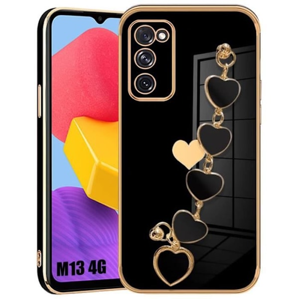 Skyddsfodral - BOOLING - Samsung Galaxy M13 4G/M23 5G - TPU Svart Hjärt-mönster - Stötabsorberande - Rep-skyddande Svart