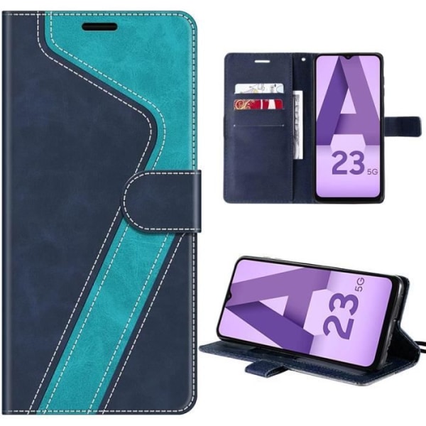 Fodral till Samsung Galaxy A23 5G - BOOLING - Stötsäkert skydd med konstlädermönster - Blå Blå