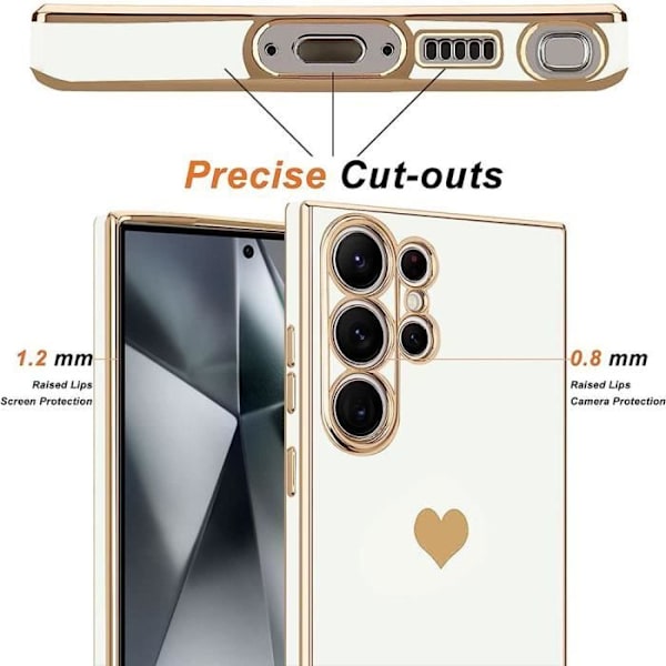 Skyddande skal - BOOLING - Samsung Galaxy S24 Ultra - Mjuk - Hjärtmotiv - Blank vit Vit