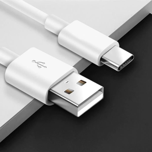USB-C-kabel för Xiaomi 11, 11i, 11 Lite, 11T Pro, 12 Pro, Redmi Note 11-Note 11S - 2 meter kabel - vit