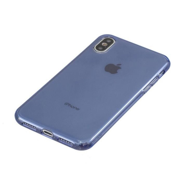 Mjukt flexibelt fodral för Apple iPhone XS (5,8")/ iPhone X, genomskinligt fodral 2 STK härdat glasfilm + 1 ST TPU Silikon Slim Cover Blå