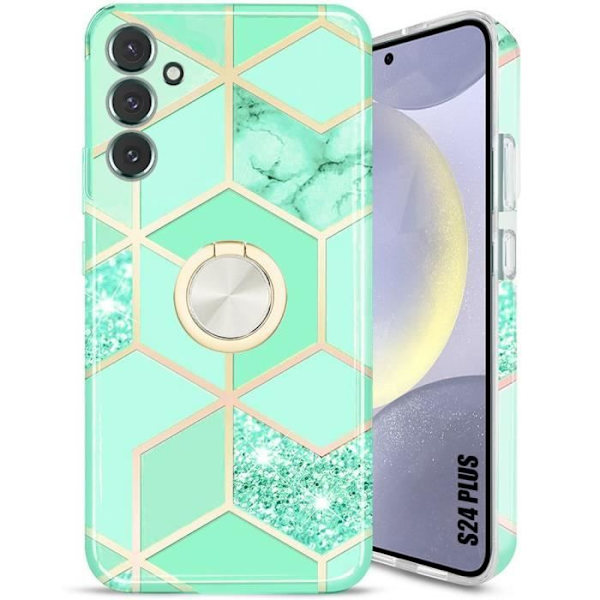 Fodral till Samsung Galaxy S24 Plus - S24+, turkos färg Stötsäker med ringhållare