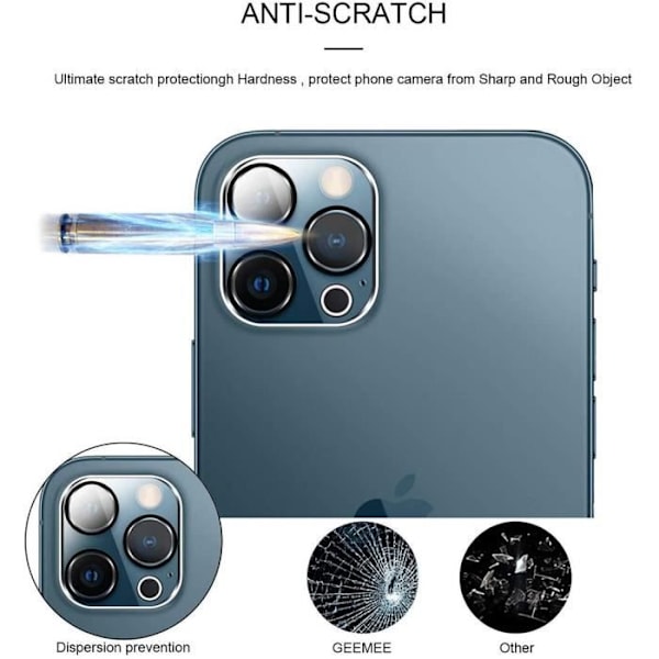 2 bakre kamera härdat glas för iPhone 13 Pro Max (6,7") Transparent
