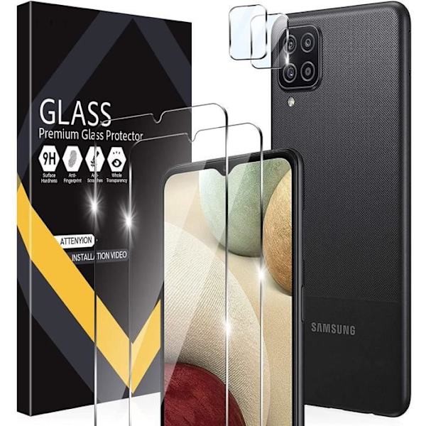 Skärmskydd - Samsung - Galaxy A12 - 9H härdat glas - 2 Pack - Bakre kameraskydd Hårdhet 9H Glas