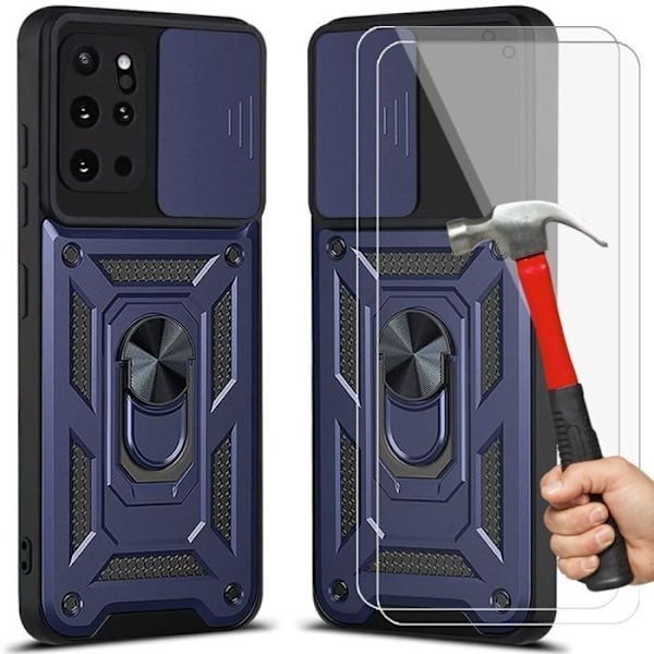 Skyddsfodral - PROSHOP - För Samsung S20 Plus - Stötresistent - Repåter - Paket med 2 Härdade Glas - Mörkblå marinblå