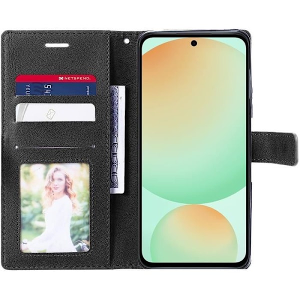 Flipfodral för Samsung Galaxy S24 FE (ej för S24) Marinblå tvåfärgad lädereffekt + 2 härdade glasögon