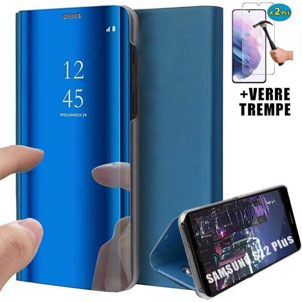 Skyddande skal för Samsung S22 Plus - PROSHOP - Spegeleffekt - Genomskinligt fönster - Blå Blå