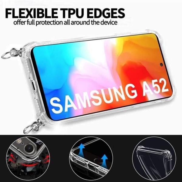 Coque - Samsung - A52 5G - TPU AntiChoc - Transparent- Grøn Natt - Nakkebånd Transparent-midnattsgrön