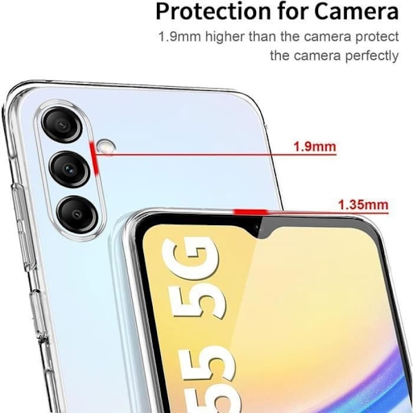 Skyddsskal - BOOLING - Samsung Galaxy A55 5G - Mjuk silikon - Ultra transparent - 2 härdade glas Transparent