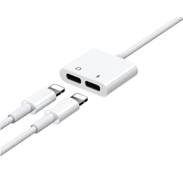 Dubbel Lightning Audio-adapter - Lightning - S-Y104 - Vit - För iPhone - Lightning-kontakt