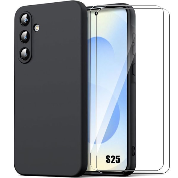Fodral för Samsung Galaxy S25 - Ripskydd Svart + 2 Härdade Glas - BOOLING® Svart