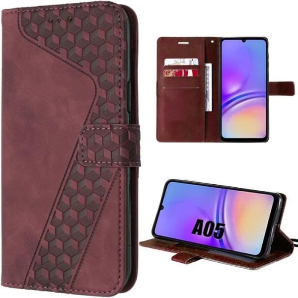 Skyddsfodral - BOOLING - Samsung Galaxy A05 - Röd - PU-läder - Pr präglad mönster Röd