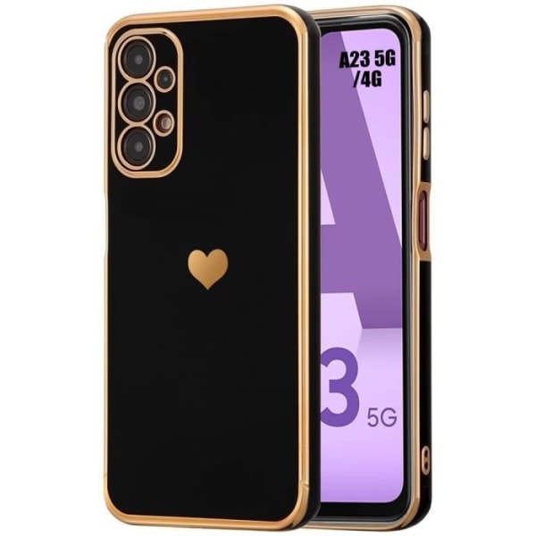 Skyddsfodral för Samsung Galaxy A23 och A23 5G - BOOLING - Love Heart - Mjukt - Anti-Scratch - Svart Svart