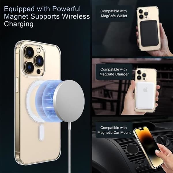 Skyddsfodral - BOOLING - för iPhone 15 Pro - TPU Transparent - Stötresistent - Magnetisk Transparent