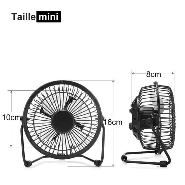 Mini Fläkt - E.F.Connection - Svart - USB-A - Tyst - Justerbar 360° Svart