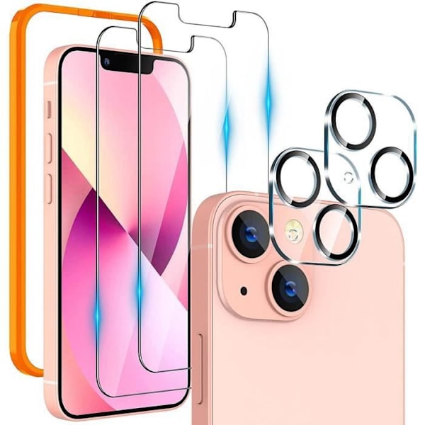 2 skärmhärdade glasögon och 2 bakre kameraskydd för iPhone 13 mini (5,4") Transparent