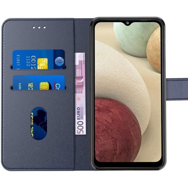 Fodral för Samsung A12 (6,5") Marinblå Anti-skrapa Stötsäker mjuk korthållare 360 graders skydd