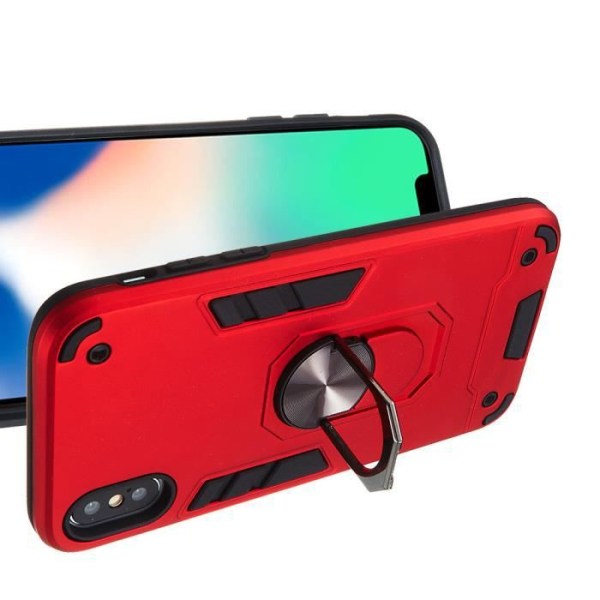 För iPhone X- iPhone XS-fodral, med 360° stativ Magnetisk bilhållarring Stötsäkert pansarfodral iPhone XS (5,8") -Röd