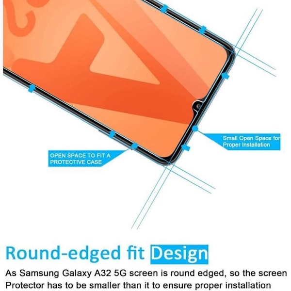 Härdat glas för Samsung A32 5G (6,4") förpackning med 3 skärmfilmer för säkra skydd Transparent