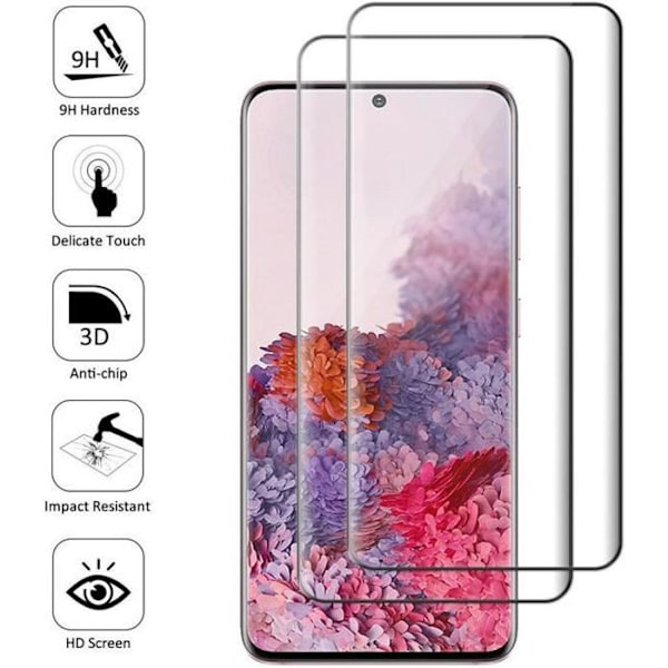 För Samsung Galaxy S20- S20 5G 6.2": 2-pack Curved Edge Skärmskydd i härdat glas - Svart
