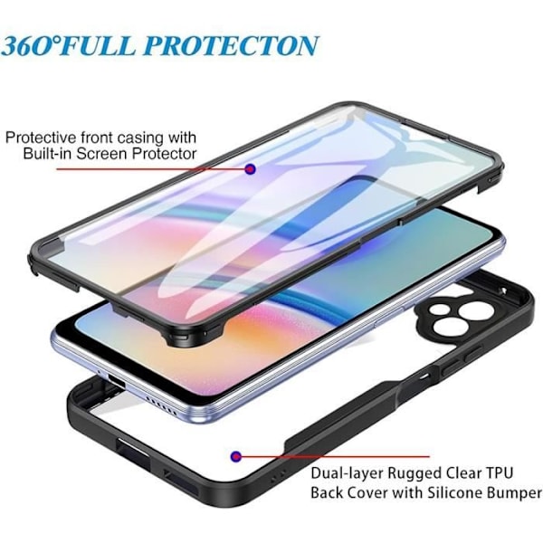Skyddande fodral - Samsung - Galaxy A05 - 360 grader - Repfria - Svart Svart