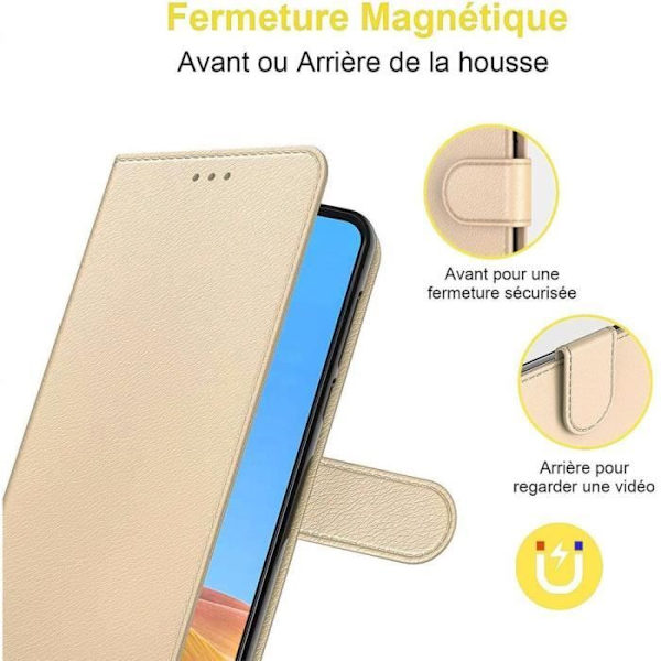 Coque - Samsung - A21S - Guld - Stötabsorberande - Mjuk läderlook gyllene
