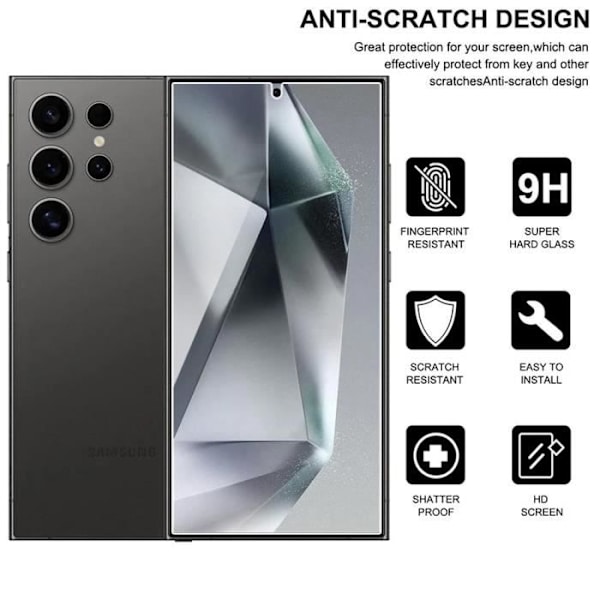 Härdat glas för Samsung Galaxy S24 Ultra - 3 delar - 9H Resistant Transparent Skyddsglas Transparent