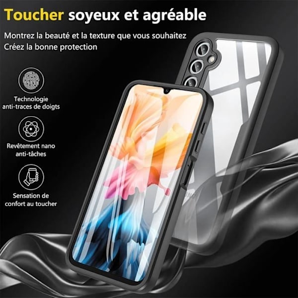 Fodral till Samsung Galaxy A25 5G Helkroppsförstärkt kant hårt 360° skydd - Svart
