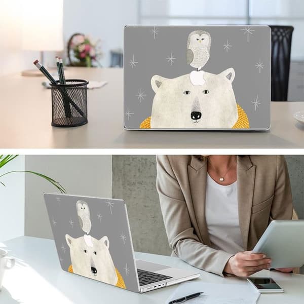 Coque - Booling - för MacBook Pro 16 Tum - Ultra Slim - Mönster av Björn och Uggla - Hård - Grå Grå, Belgisk