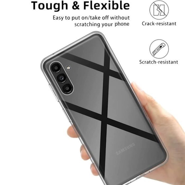 Fodral + 2 härdade glasögon till Samsung Galaxy A36, genomskinligt stötsäkert silikonskydd